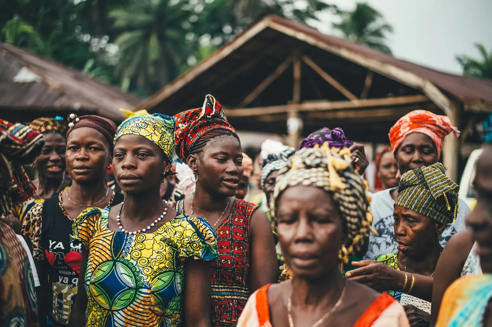 Women gathered in a market community